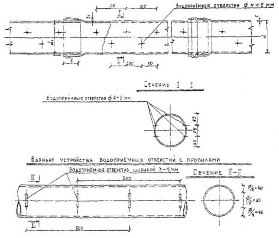 Труба поливинилхлоридная с водоприемными отверстиями и с заделкой стыков‌‌